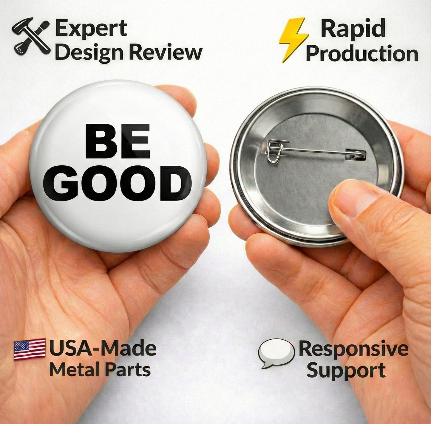 BE GOOD Pin Buttons