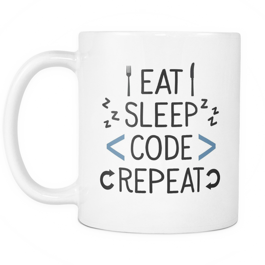 Eat Sleep Code Repeat Mug - Monkey Duo ®