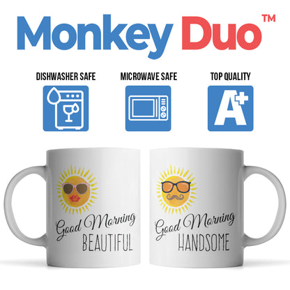 Good Morning Beautiful and Handsome Mugs - Monkey Duo ®