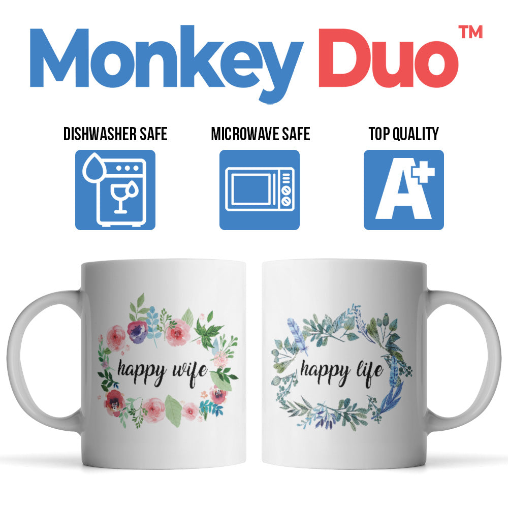 Happy Wife, Happy Life Mugs - Monkey Duo ®