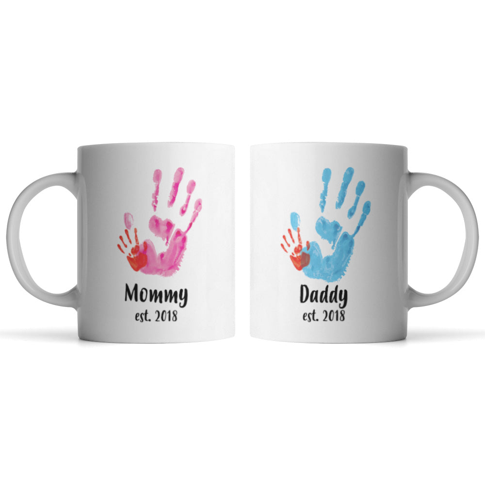 Mommy and Daddy Est. 2018 Mugs - Monkey Duo ®