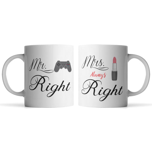 Mr Right and Mrs Always Right Mugs - Monkey Duo ®
