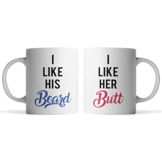I Like His Beard, I Like Her Butt Mugs - Monkey Duo ®