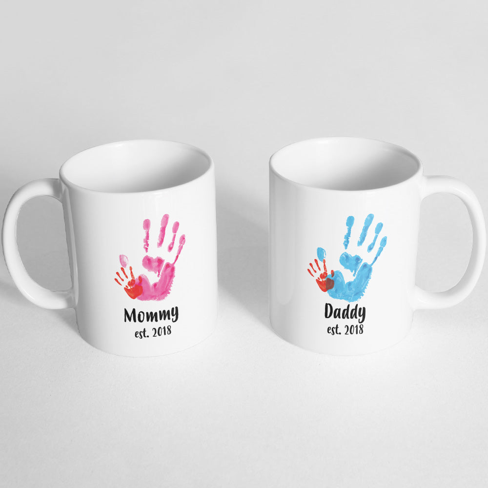 Mommy and Daddy Est. 2018 Mugs - Monkey Duo ®