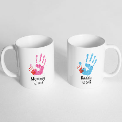 Mommy and Daddy Est. 2018 Mugs - Monkey Duo ®