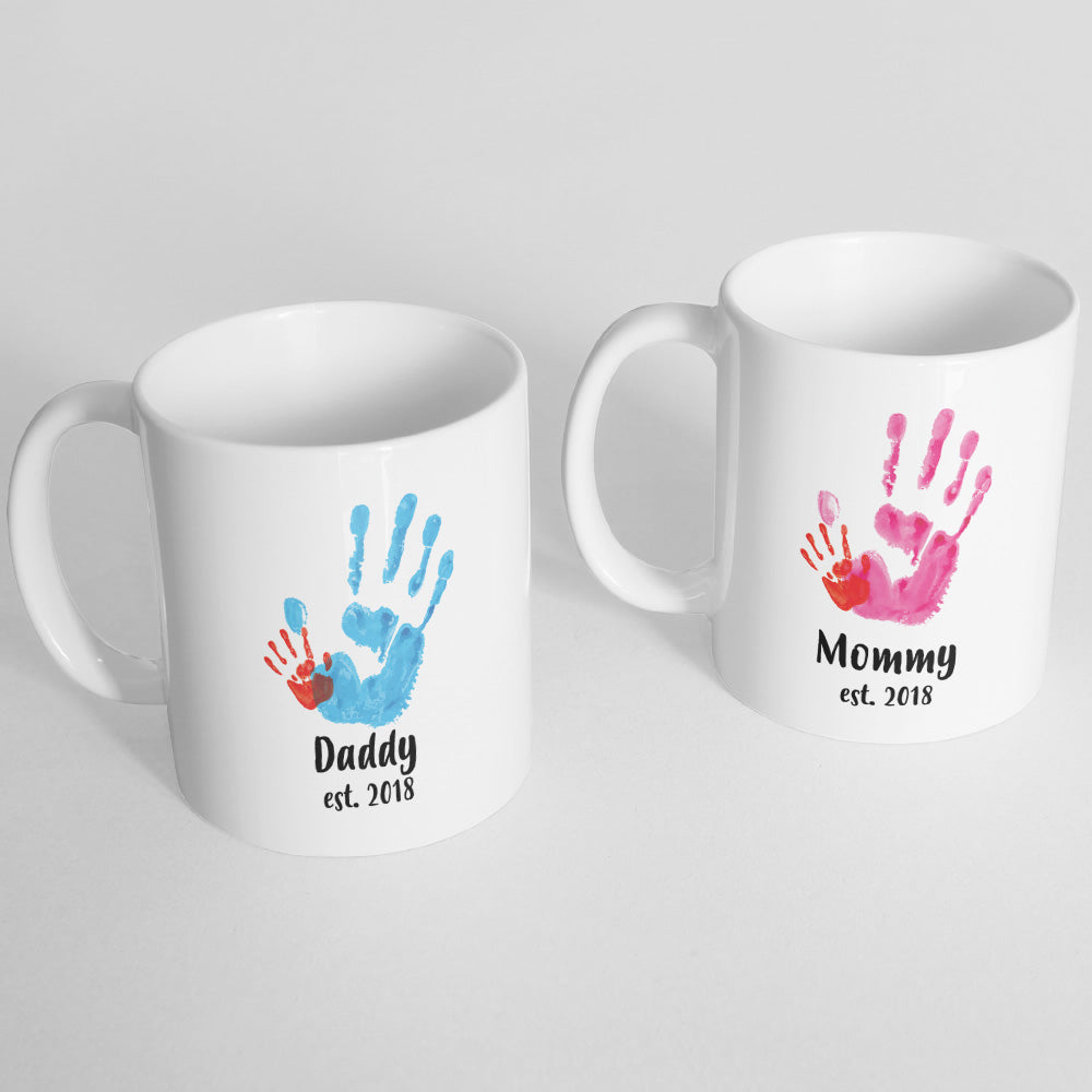 Mommy and Daddy Est. 2018 Mugs - Monkey Duo ®